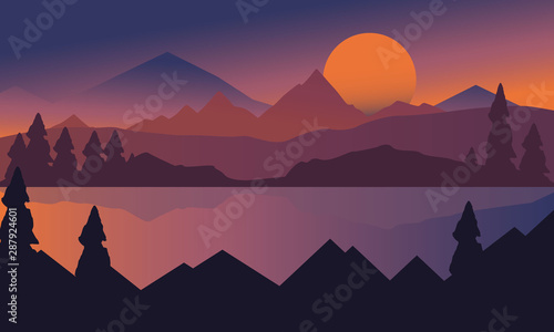 A night landscape with mountains