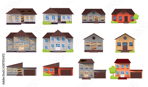 House before and after repair. 