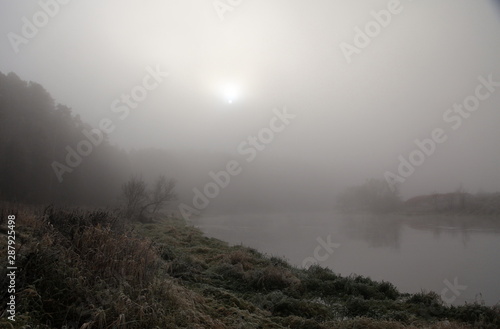 mist sunrise over river