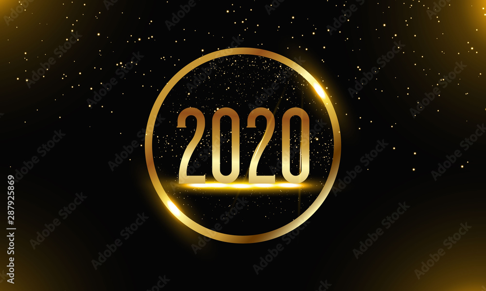 Golden sparkling happy new year 2020 background
