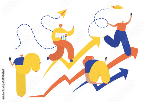 Set of business people flat icons. Flat style modern