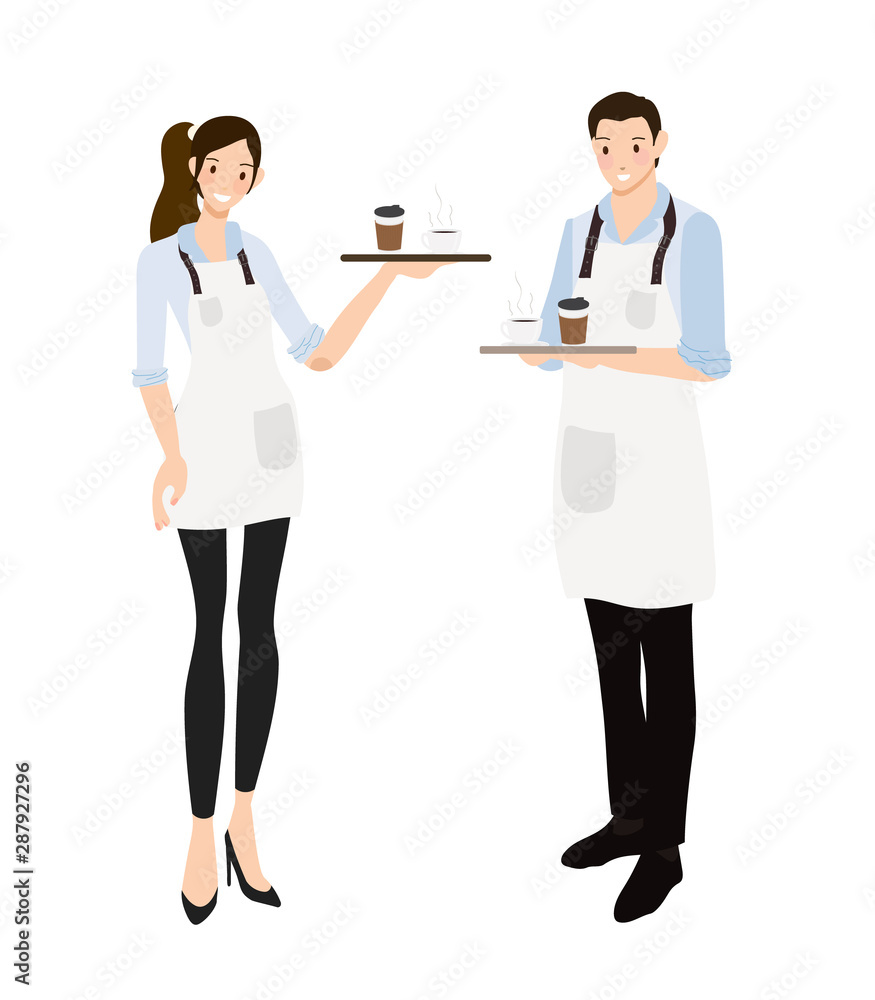 coffee waiter or barista in blue shirt uniform set eps10 vectors illustration coffee waiter or barista in blue shirt uniform set eps10 vectors illustration