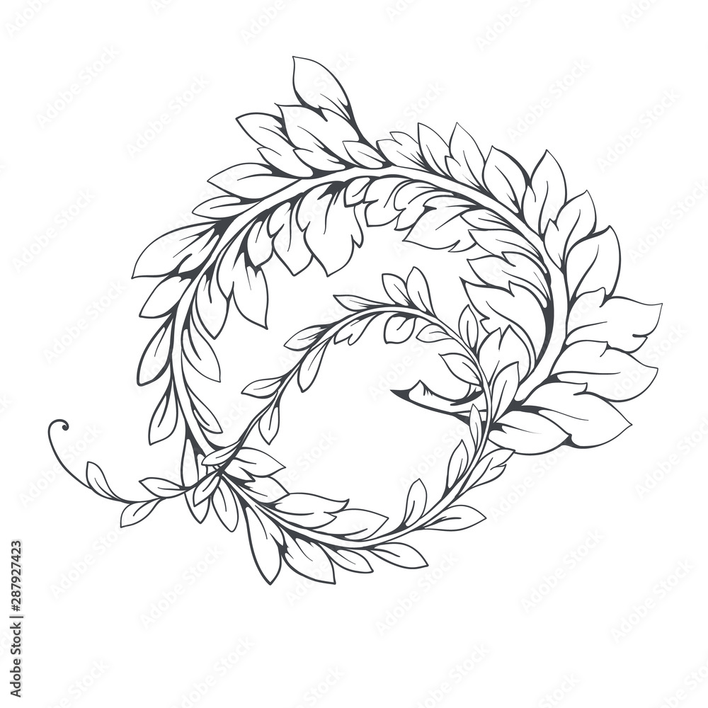 Fototapeta premium Decorative ornament with leaves. Vector decorative branch.