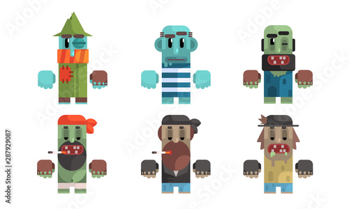 People Having Antisocial Lifestyle Set, Male Characters Having Pernicious Habits Vector Illustration