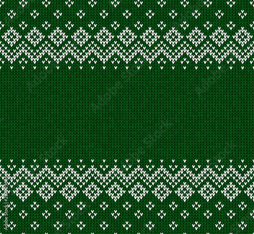 Winter Christmas Scandinavian knitted seamless abstract background frame and border.