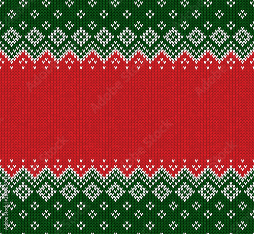 Winter Christmas Scandinavian knitted seamless abstract background frame and border.