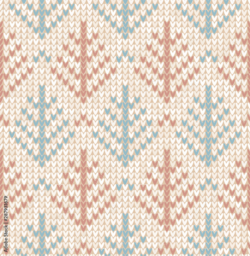 Winter Christmas tree x-mas knit seamless background. Knitted fur-tree pattern. Flat design.
