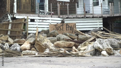 Just pray sign in the rocks at the ocean