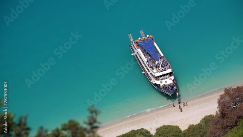 Egremni Beach in Lefkada, Greece, Cruise Sailing Trip, People in Boat, Ship 4K photo