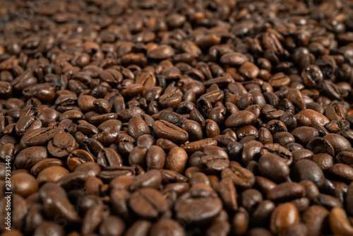 Coffee beans close op isolated