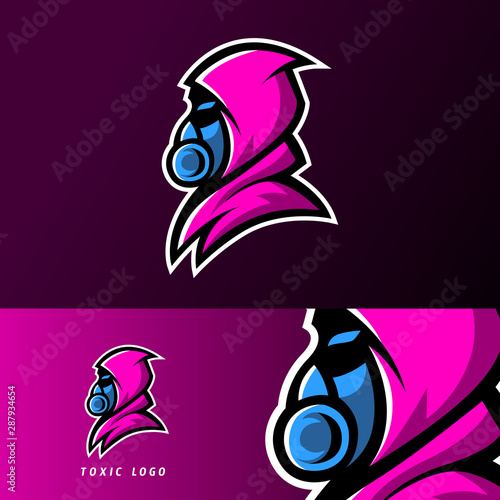 Toxic mask sport esport logo template design with cloack gaming photo