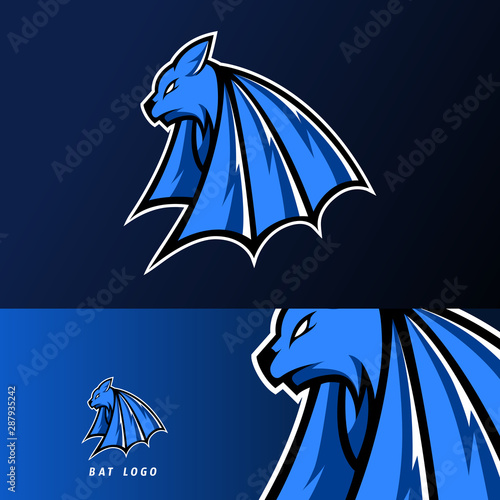 Blue dark bat vampire mascot sport gaming esport logo template for squad gaming team