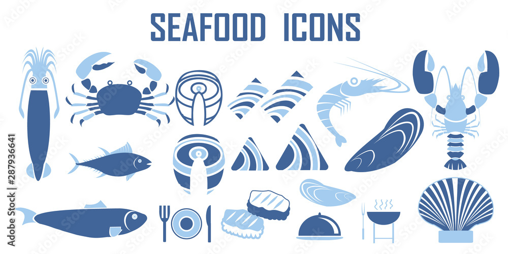 food seafood fastfood drinks vector icons