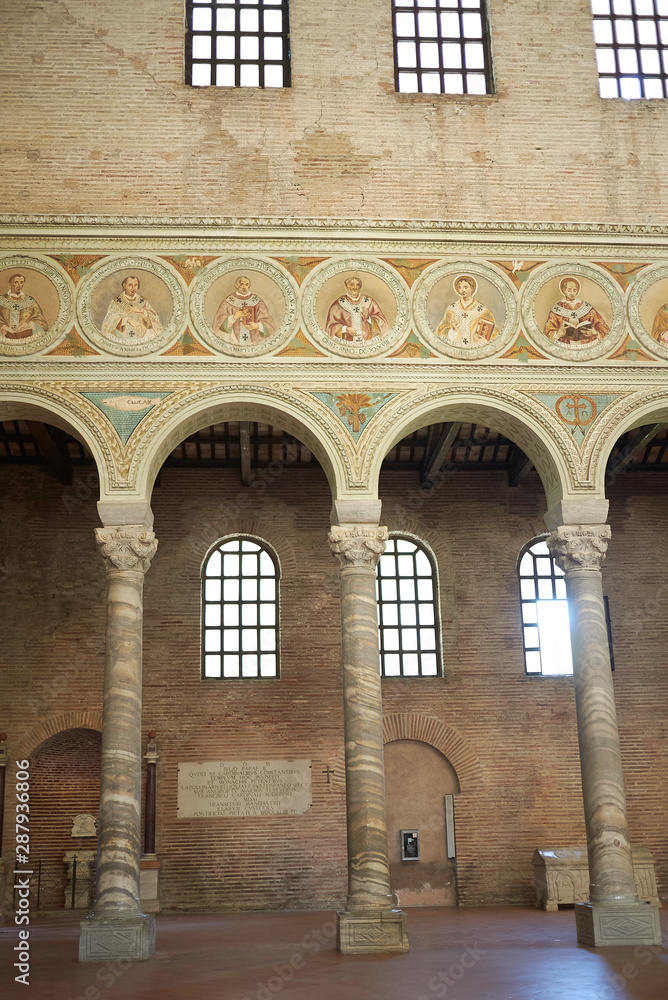 Classe, Italy - August 06, 2019 : View of Santa Apollinare in Classe church interior.