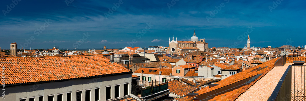 Panorama view of the red roofs of Venice. Italy