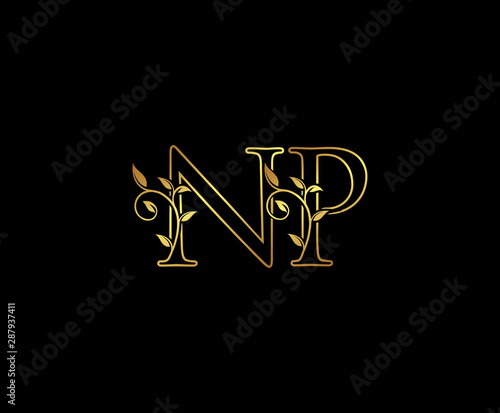Initial letter N and P, NP, Gold Logo Icon, classy gold letter monogram logo icon suitable for boutique,restaurant, wedding service, hotel or business identity.