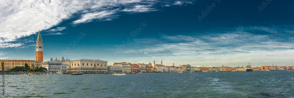 Panoramic view of Venice from the sea.  Italy