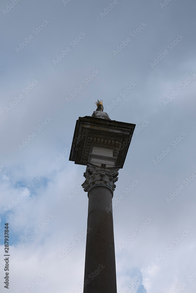 Ravenna, Italy - August 14, 2019 : Column in Piazza Duomo