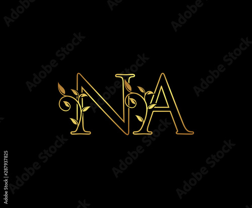 Initial letter N and A, NA, Gold Logo Icon, classy gold letter monogram logo icon suitable for boutique,restaurant, wedding service, hotel or business identity.
