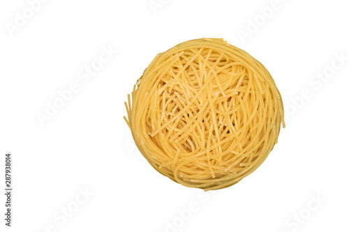 Italian pasta tagliatelle isolated on white background photo