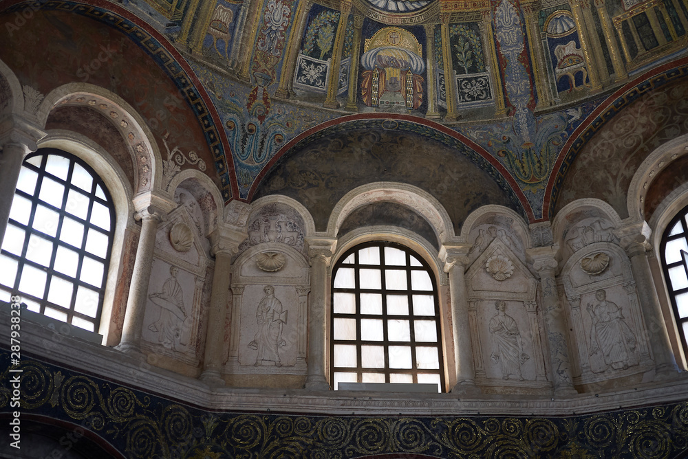 Ravenna, Italy - August 14, 2019 : View of Battistero Neoniano interior