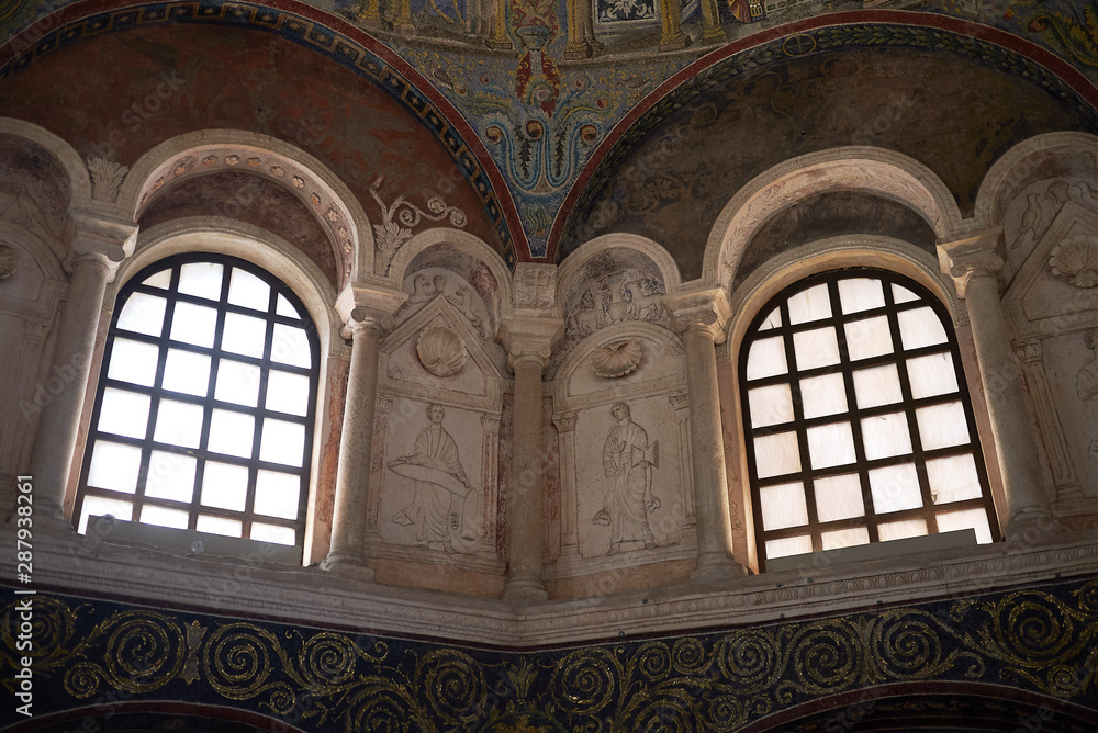 Ravenna, Italy - August 14, 2019 : View of Battistero Neoniano interior
