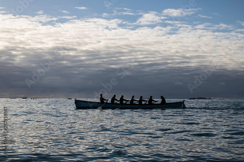 Quadro su tela A group of rowers in a pilot gig on the Atlantic Ocean