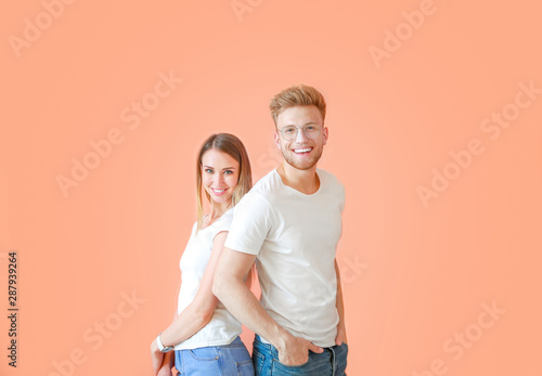 Couple in stylish t-shirts ...
