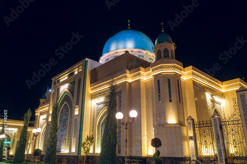 Beautiful Mosque (Islamic temple) at night photo