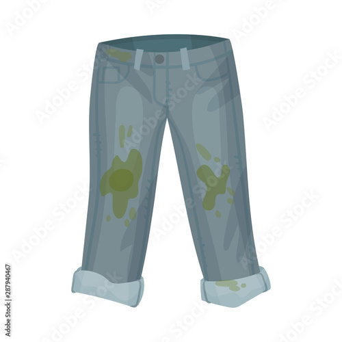 Dirty gray jeans. Vector illustration on a white background.