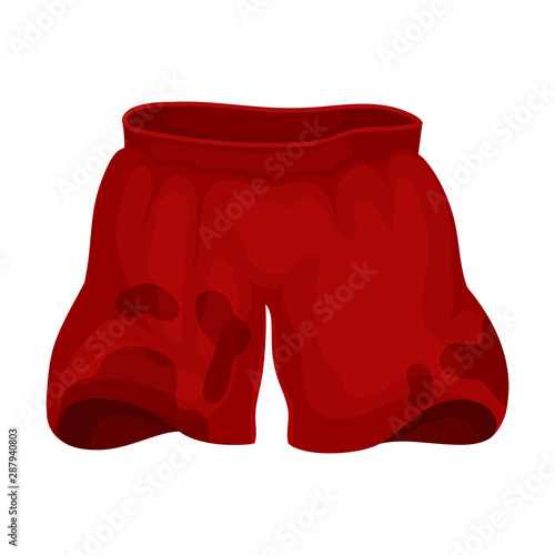 Red dirty shorts. Vector illustration on a white background.