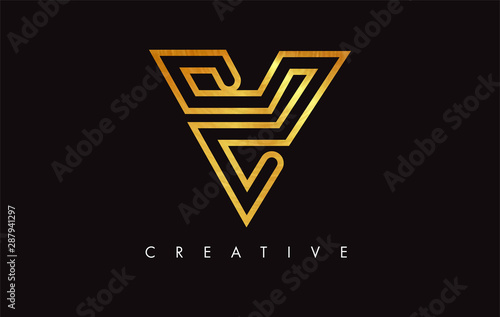 V Golden Letter Modern Trendy Design Logo. Letter V Icon Logo with Modern Monogram