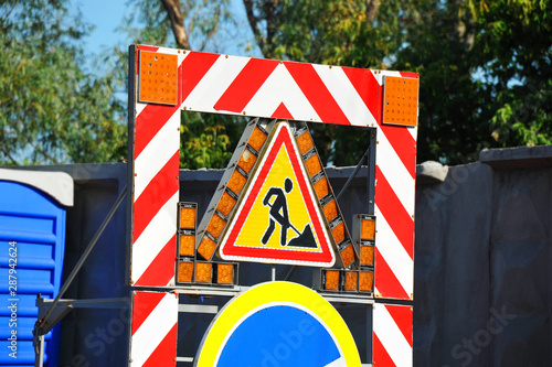 Road work sign