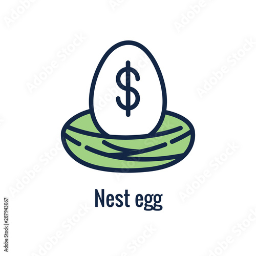 Retirement Savings Icon with retiring & monetary images