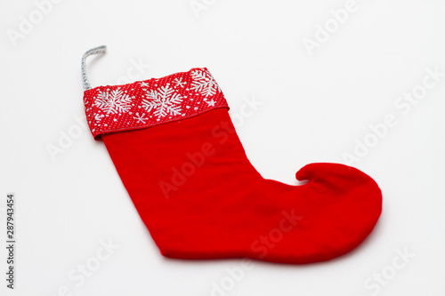 red christmas stocking isolated on white background