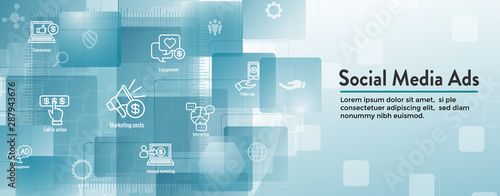 Social Media Ads Icon Set and Web Header Banner
