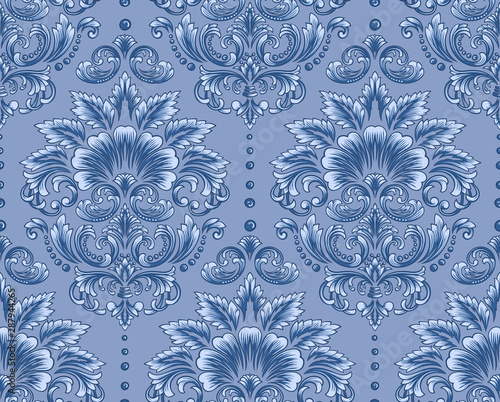 Vector damask seamless pattern element. Classical luxury old fashioned damask ornament, royal victorian seamless texture for wallpapers, textile, wrapping. Exquisite floral baroque template.