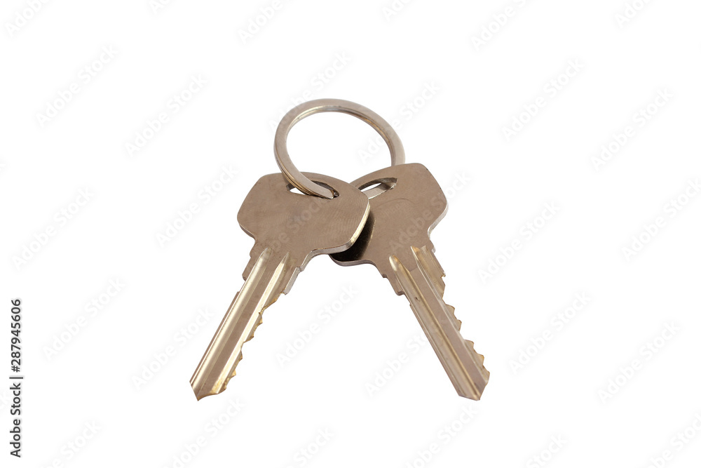 Door keys isolated on white background. key on a white background. Door keys isolated on white background. key on a white background.