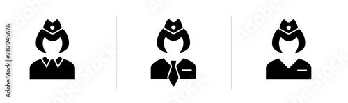 Vector simple icon of a woman train conductor.