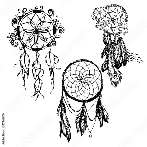 Dreamcatcher. Hand drawn. Vector. On a transparent background.
