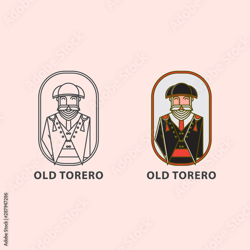 icon logo of old torero the bullfighter of matador