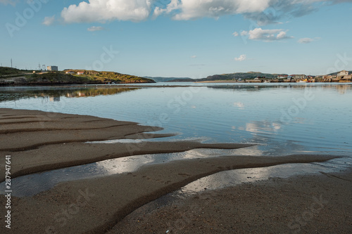 Summer landscape of the green polar tundra in the vicinity Teriberka