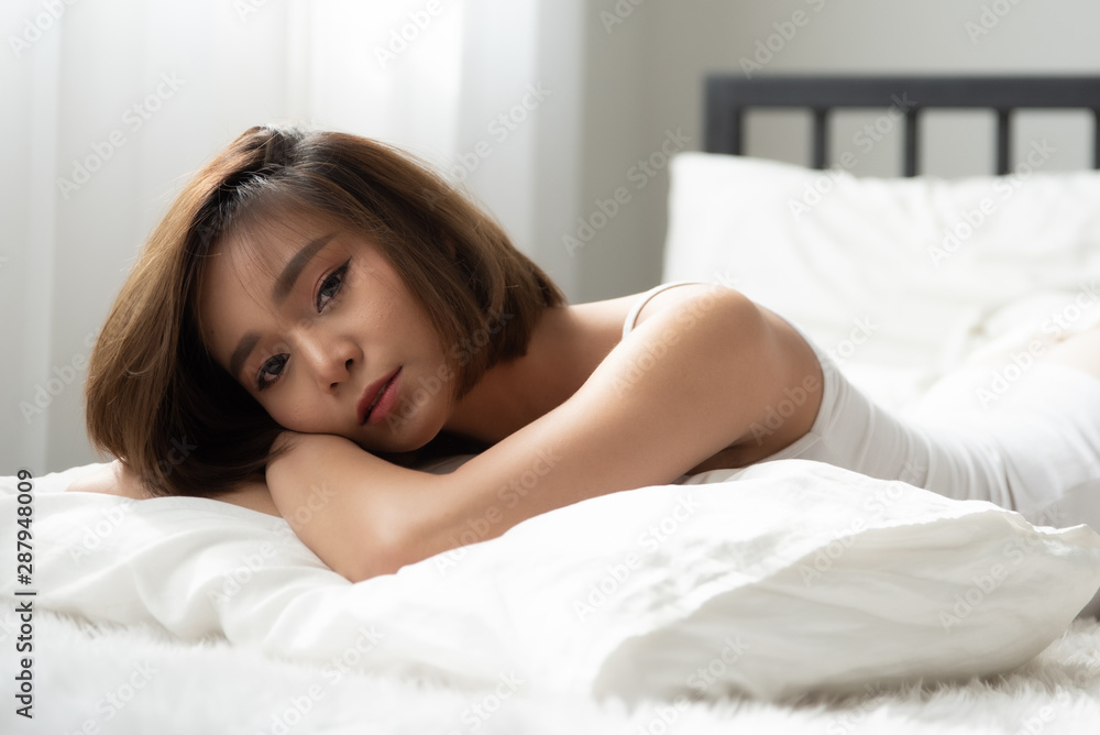 Beautiful asian woman sleeping in bed. Beautiful asian woman sleeping in bed.
