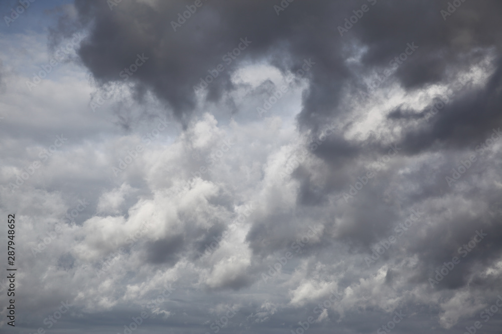 Autumn sky with grey heavy clouds