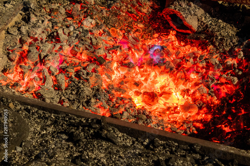 burning coals in an old coal mine