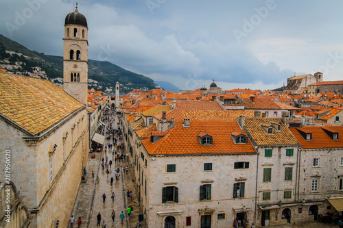 Dubrovnik old city aerial landscape  scene in Croatia roof top