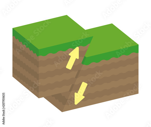 Fault type vector illustration (3 dimensions) / Reverse fault