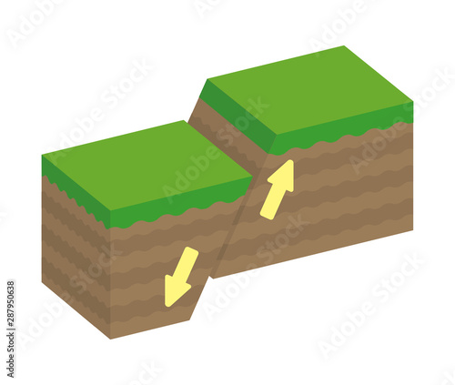 Fault type vector illustration (3 dimensions) / Normal fault