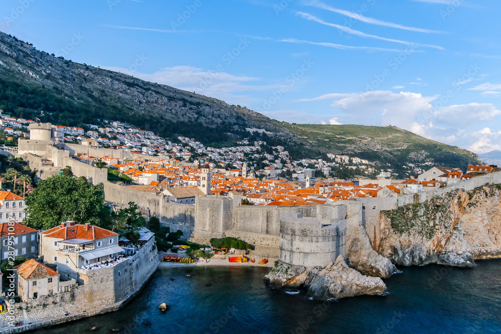 aerial view  landscape shot of Dubrovnik old city in Croatia