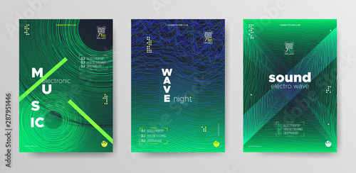 Sound Wave Poster. Psychedelic Electronic Round. 